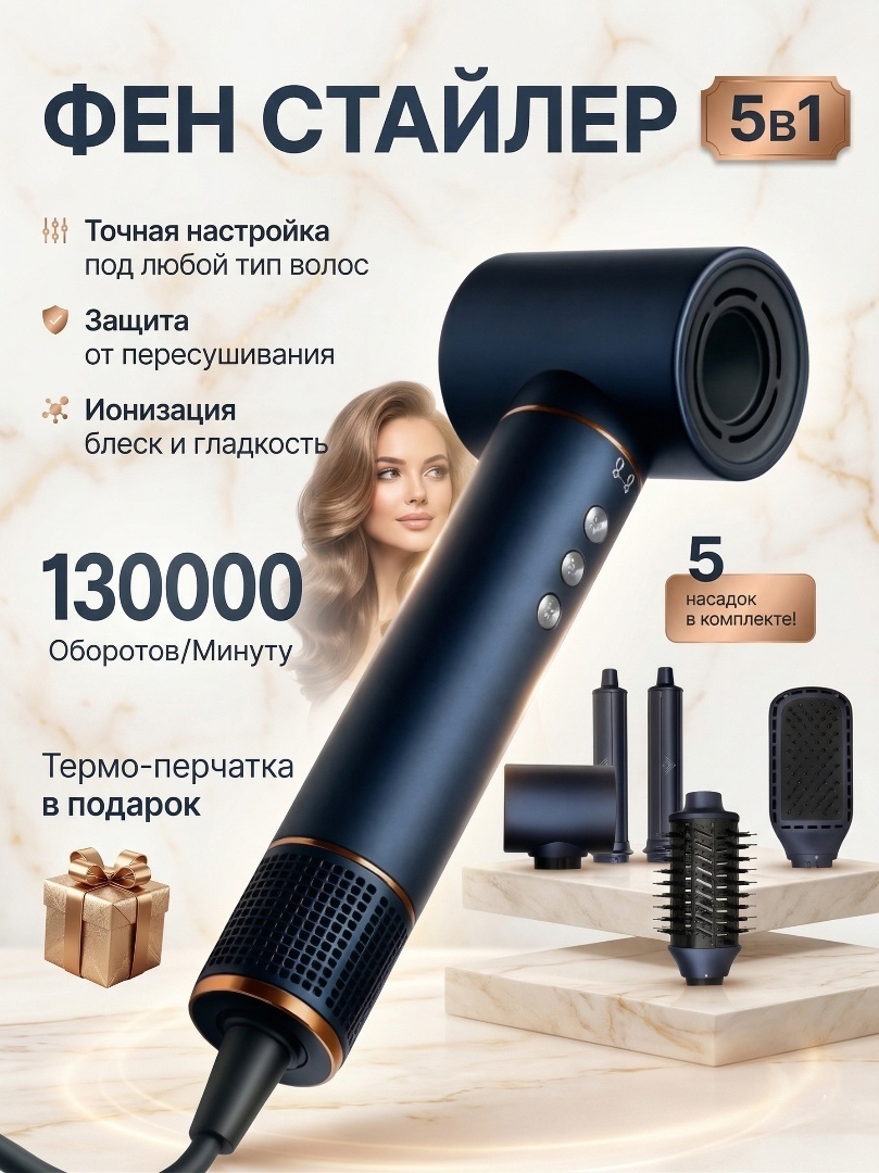 LARKO LARKO Фен стайлер для волос 5 в 1 стайлер