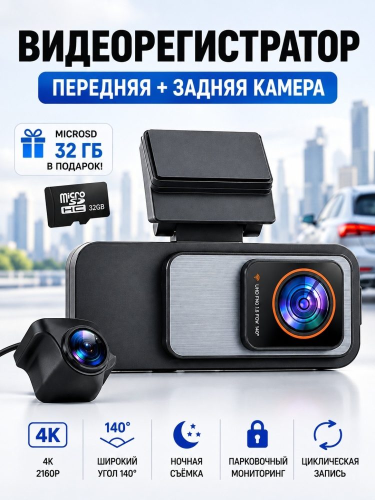 Видеорегистратор Ultra HD 4K LARKO F70 с WiFi