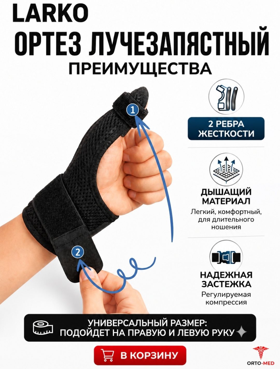 Фиксатор для пальца универсальный LARKO Bandagewrist2 — фото 2