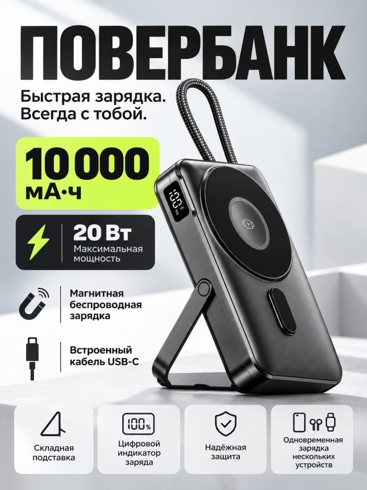 Внешний аккумулятор LARKO Power Bank FastCharge Pro 10K CK803