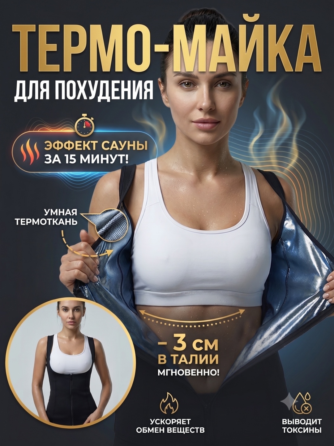 Майка Larko на застежках сауна