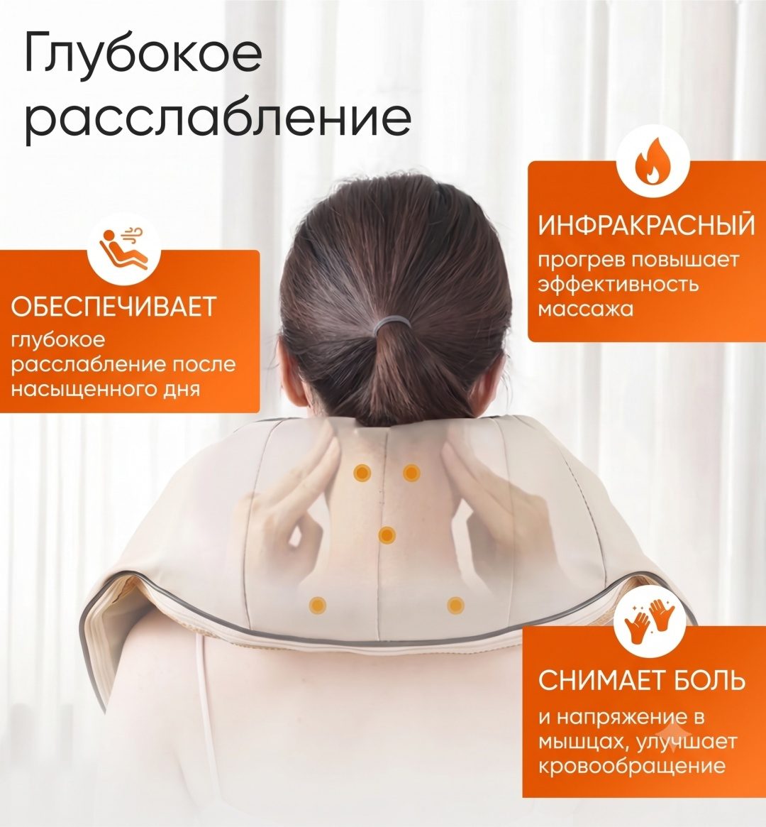 Массажер воротник 3D с инфракрасным прогревом LARKO — фото 3
