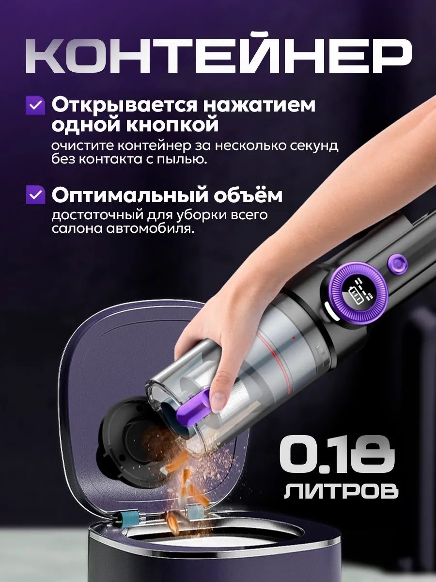Автопылесос ручной LARKO Car vacuum cleaner V-01 — фото 5