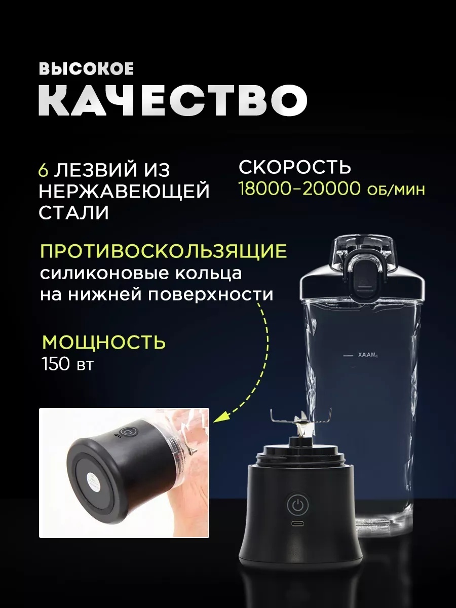 Портативный блендер для смузи LARKO BlendX Pro — фото 3
