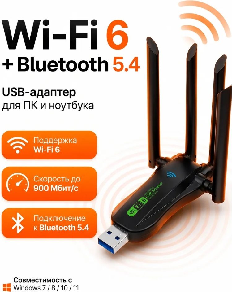 Wifi адаптер AX900 wifi6 — фото 1