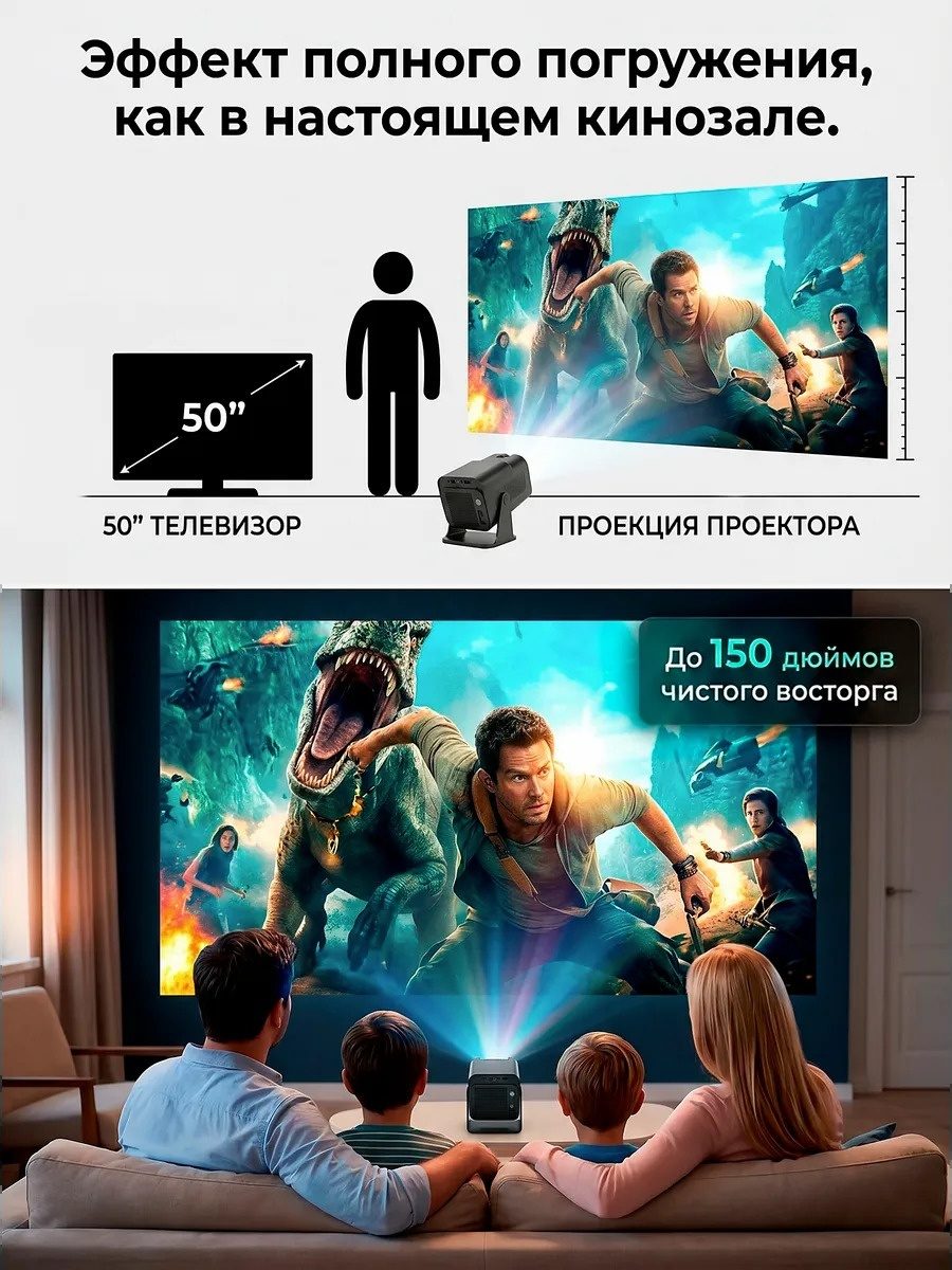 Портативный проектор для домашнего кинотеатра LARKO LCD Projector — фото 3