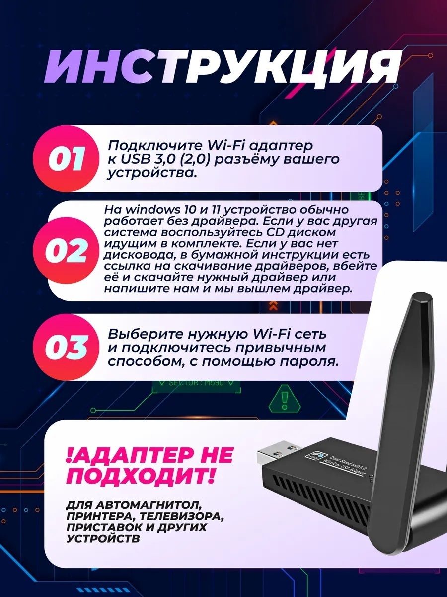 Wi-Fi адаптер двухдиапазонный LARKO AC1300 — фото 8