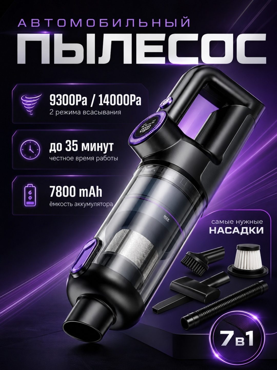 Автопылесос ручной LARKO Car vacuum cleaner V-01 — фото 1