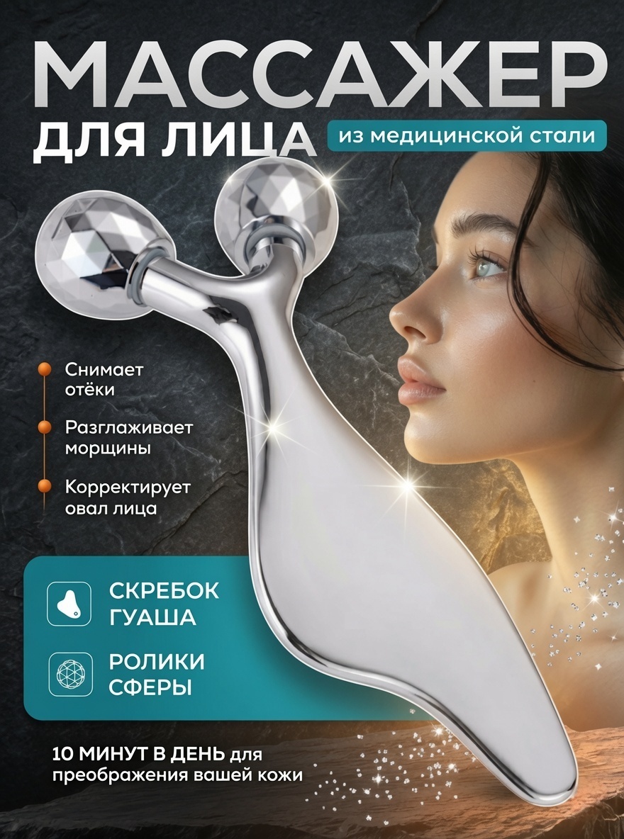 LARKO скребок гуаша сталь 10 см